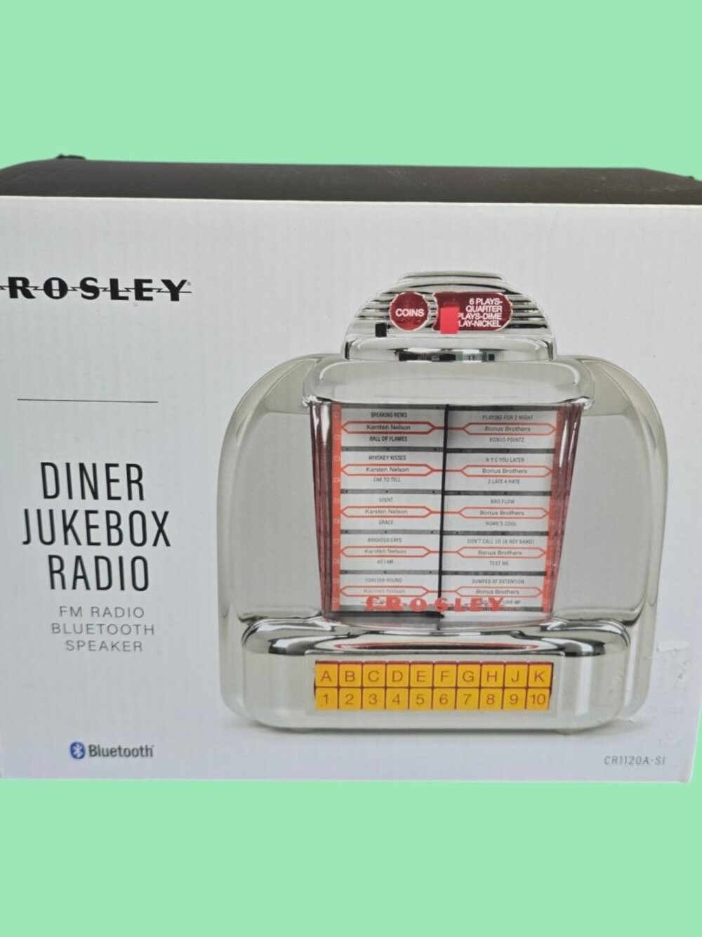 NEW Sealed! Crosley Diner Jukebox Tabletop Bluetooth Radio CR1120A-SI - Silver